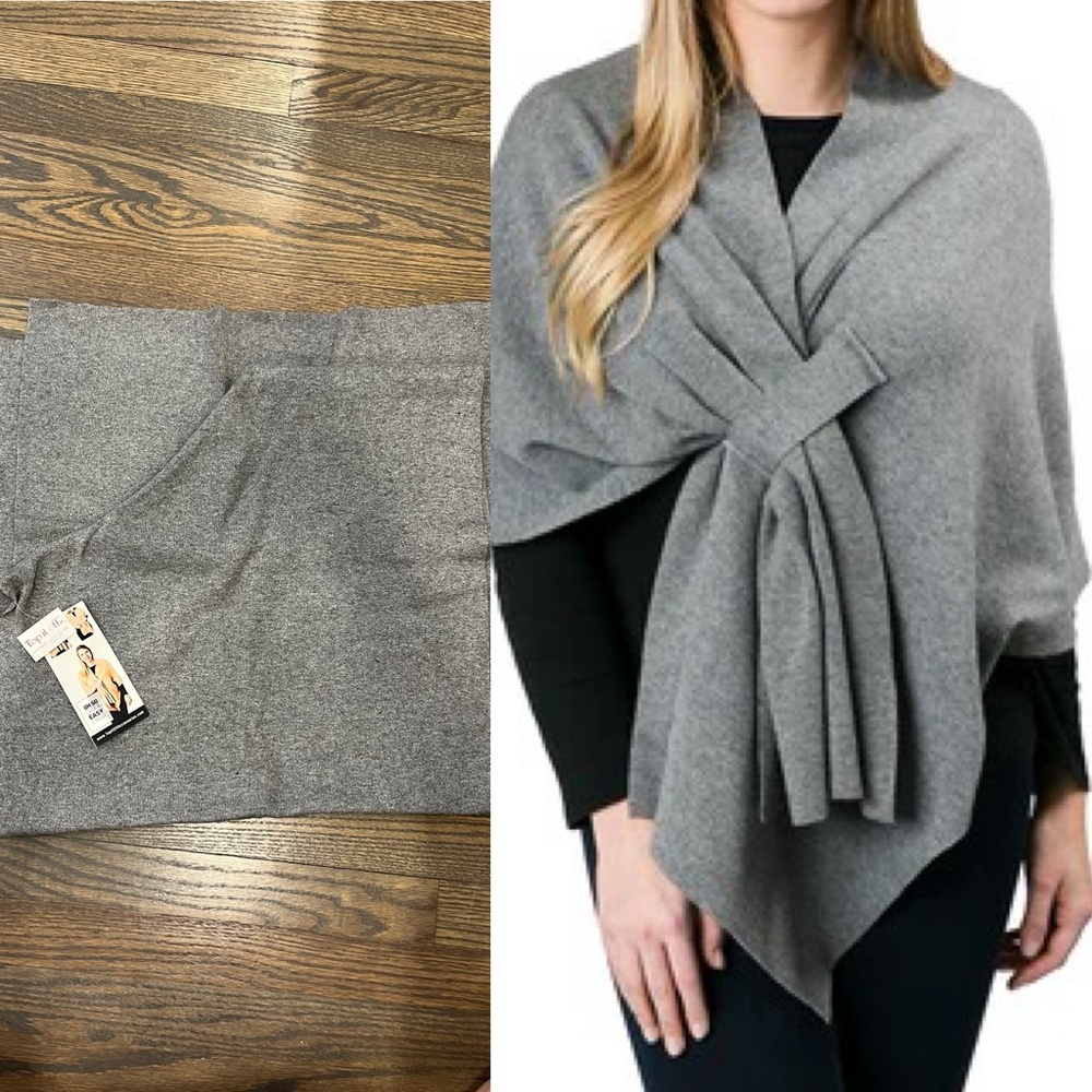 Top It Off Gray Wrap Shawl - The Katie Knit Wrap